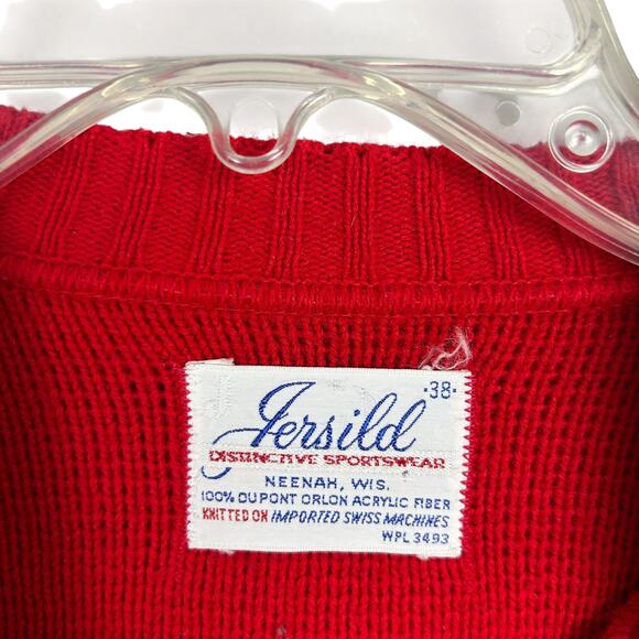 Vintage 50s Union Made Fairisle Orlon Acrylic Long Sleeve Cardigan Sweater S - Picture 4 of 6